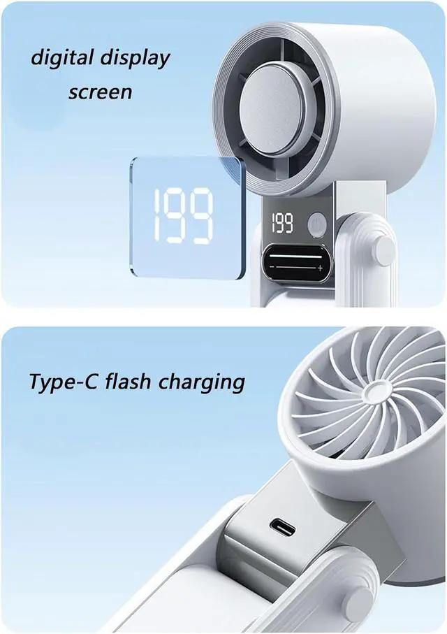 Alt view image 7 of 7 - Portable Cooling Fan Powerful Handheld Fan with Cold Compress 199 Speed USB Rechargeable Travel Camping Outdoor