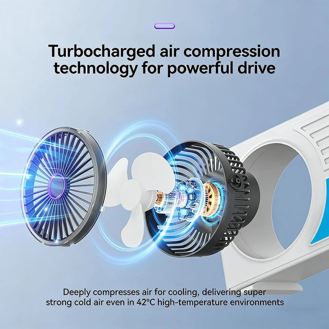 Alt view image 6 of 7 - USB Rechargeable Desktop Fan with 5 Speed Levels and 180 Degree Adjustable Direction for Home Study Area