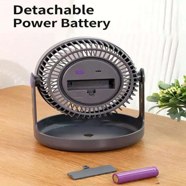 Alt view image 5 of 7 - Compact Portable Desktop Electric Fan with Storage Base 3 Speed Adjustable USB Rechargeable Fan for Dorm Offices Travel
