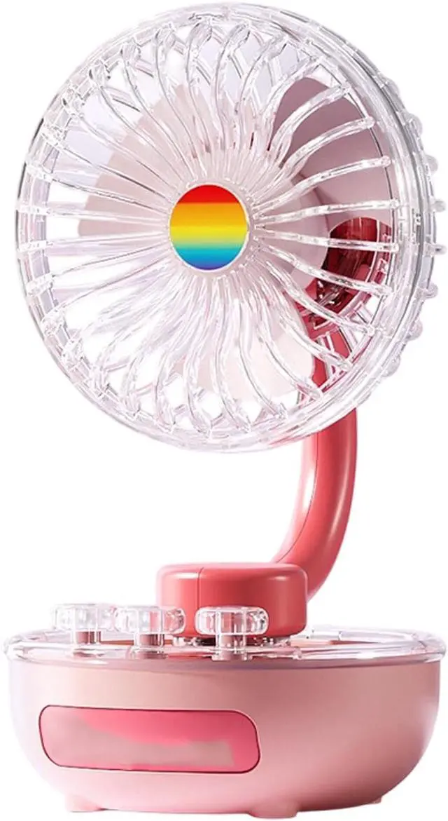 Alt view image 6 of 7 - Portable Desktop Fan USB Rechargeable Desk Outdoor Desk Fan with LED Light 3 Speed Portable Desktop for Bedroom