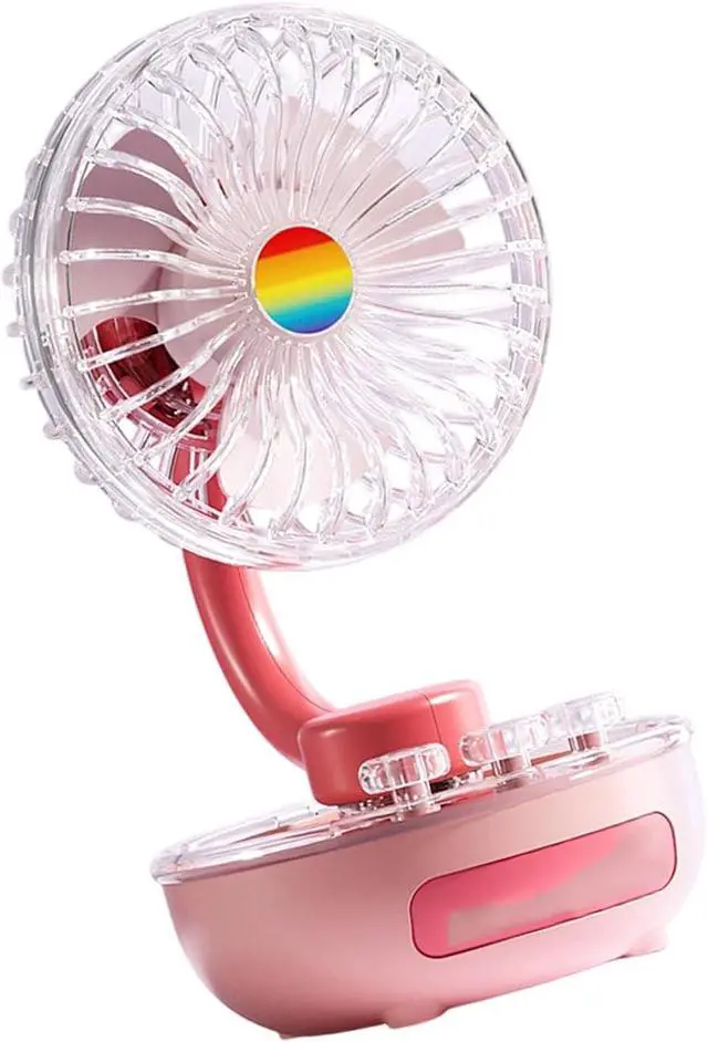 Alt view image 7 of 7 - Portable Desktop Fan USB Rechargeable Desk Outdoor Desk Fan with LED Light 3 Speed Portable Desktop for Bedroom