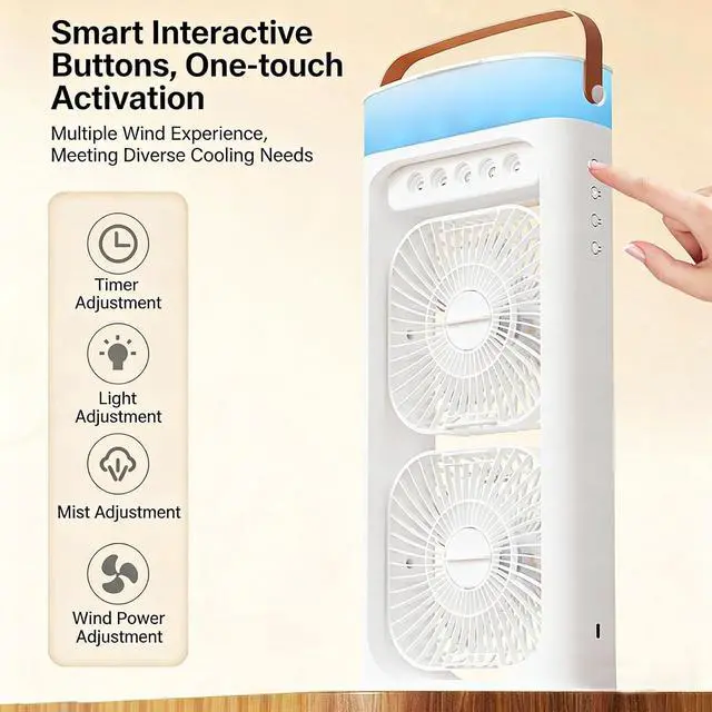 Alt view image 3 of 7 - Portable Head Mists Fan with 500ML Water and Night Light for Home Outdoor Use