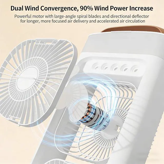 Alt view image 4 of 7 - Portable Head Mists Fan with 500ML Water and Night Light for Home Outdoor Use