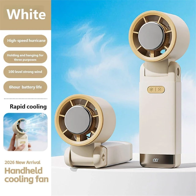 Alt view image 4 of 7 - Portable Foldable Fan Powerful Handheld Fan with Cold Compress 0-100 Speed USB Rechargeable Travel Camping Outdoor