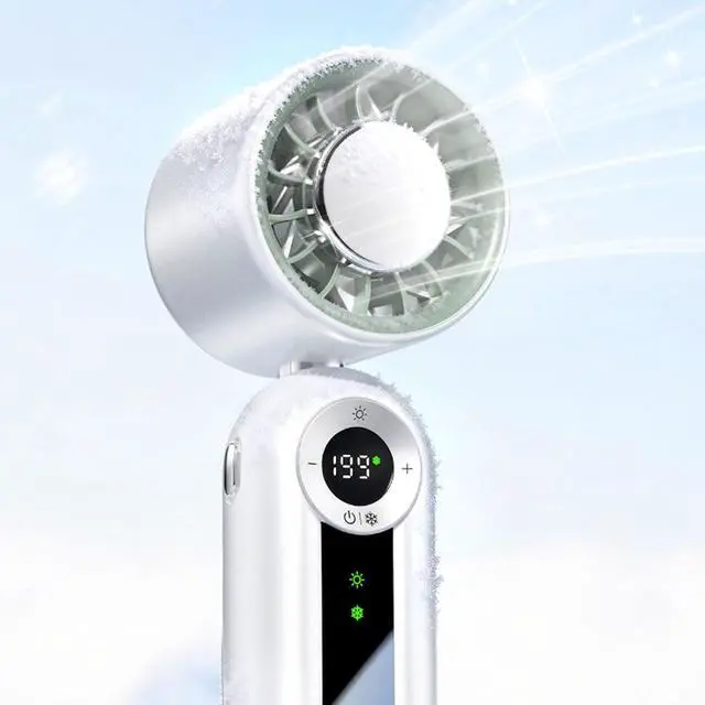 Alt view image 3 of 7 - USB Folding Handheld Fan with Adjustable Speeds and Rechargeable 4000mAh Battery Texture for Hot Weather Elegant Wearable Fan