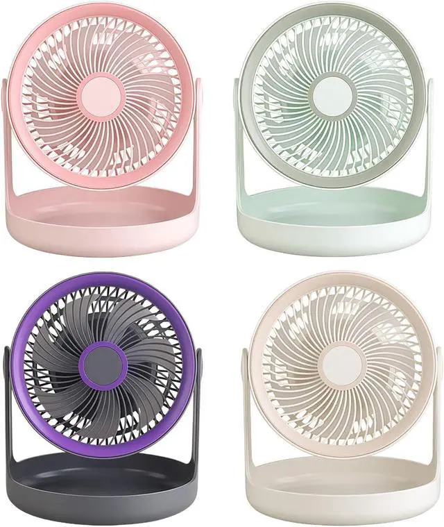 Alt view image 4 of 6 - Cooling Tool 3 Speed Settings Portable Desk Fan with Storage Base Rechargeable Home Desktop Portable Desk with Storage Base