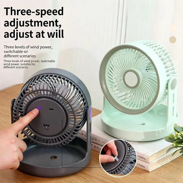 Alt view image 5 of 6 - Cooling Tool 3 Speed Settings Portable Desk Fan with Storage Base Rechargeable Home Desktop Portable Desk with Storage Base