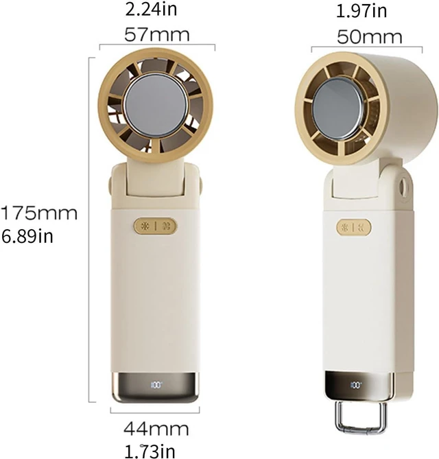 Alt view image 7 of 7 - Portable Foldable Fan Powerful Handheld Fan with Cold Compress 0-100 Speed USB Rechargeable Travel Camping Outdoor