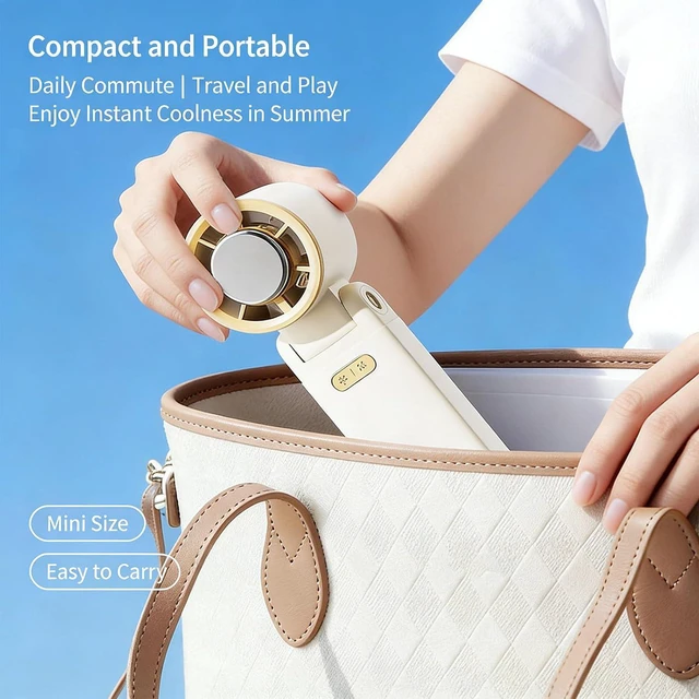 Alt view image 6 of 7 - Portable Handheld Fan 100 Speed Foldable Cooling Desk Quiet with Digital Display USB Rechargeable Table Portable with Digital Display