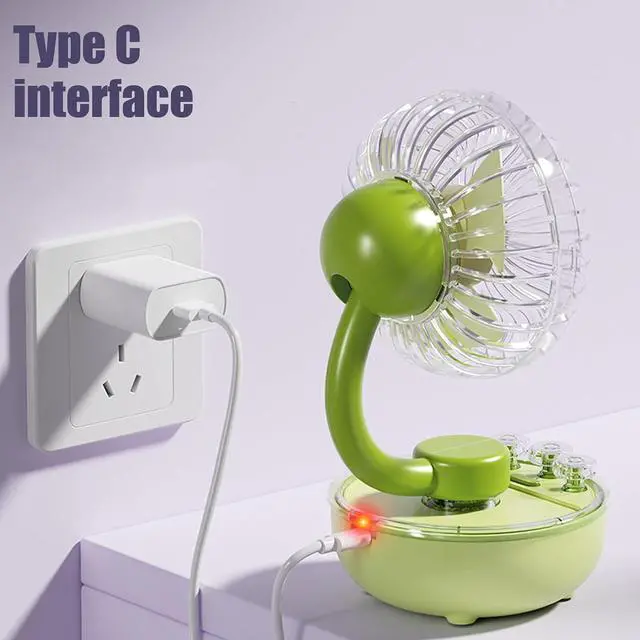 Alt view image 2 of 7 - Portable Desktop Fan USB Rechargeable Desk Outdoor Desk Fan with LED Light 3 Speed Portable Desktop for Bedroom