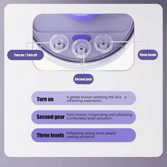 Alt view image 6 of 7 - Portable Desktop Fan USB Rechargeable Desk Outdoor Desk Fan with LED Light 3 Speed Portable Desktop for Bedroom