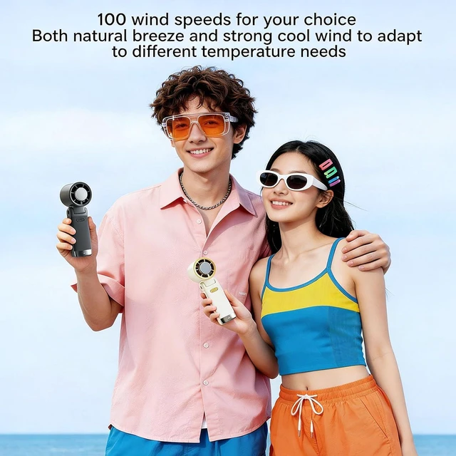 Alt view image 6 of 7 - Portable Foldable Fan Powerful Handheld Fan with Cold Compress 0-100 Speed USB Rechargeable Travel Camping Outdoor