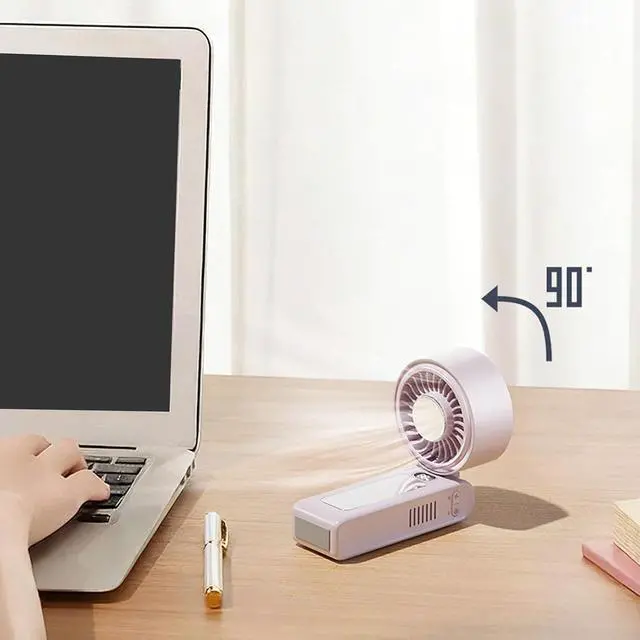 Alt view image 5 of 7 - Small USB Operated Hand Fan with Adjustable Speeds and Rechargeable 3600mAh Battery Texture for Hot Weather