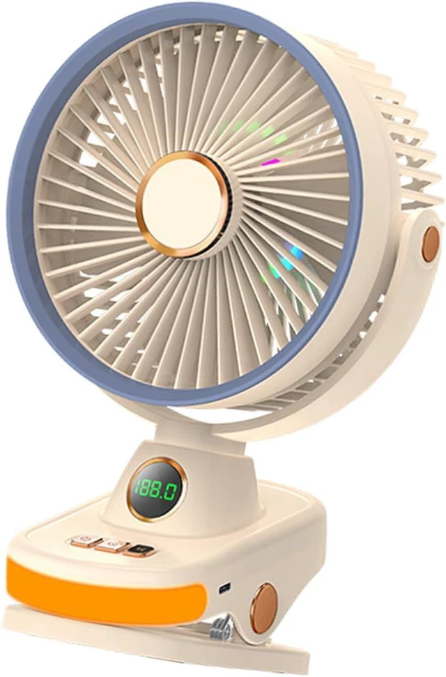 Alt view image 6 of 7 - USB Rechargeable Clip On Desk Fan with Night Light 5 Speeds Quiet Operate Cooling Fan for Offices Bedroom Study Room