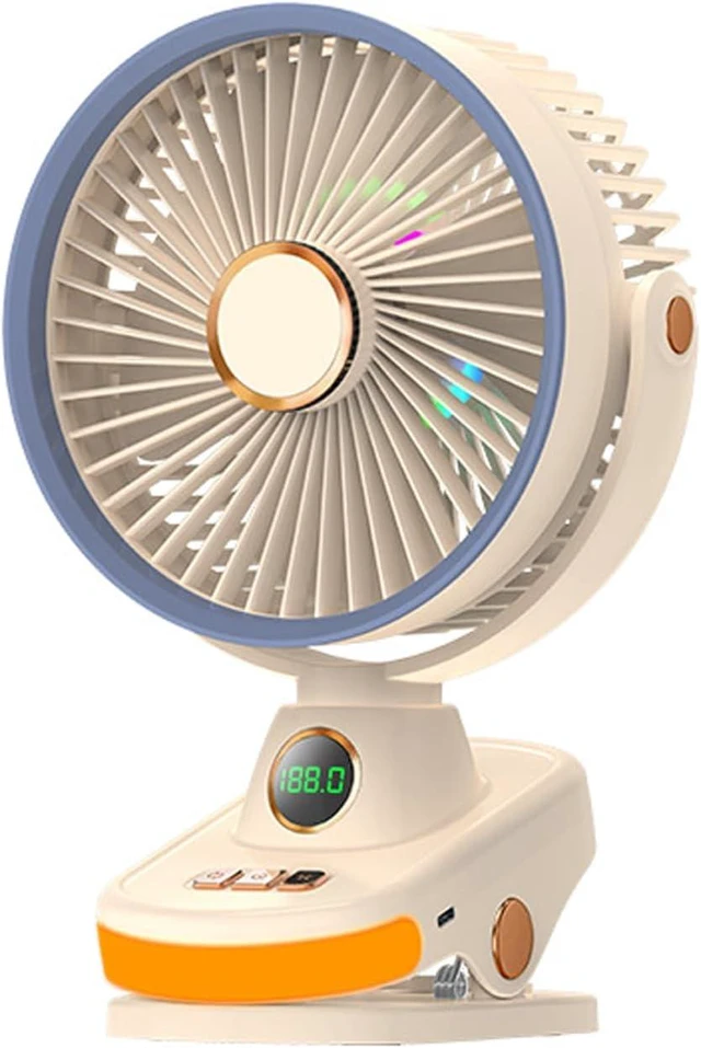 Alt view image 7 of 7 - USB Rechargeable Clip On Desk Fan with Night Light 5 Speeds Quiet Operate Cooling Fan for Offices Bedroom Study Room