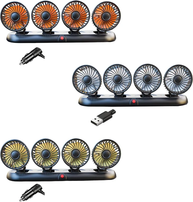 Alt view image 7 of 7 - 4 Head Cooling Device Powerful Car Fan with USB Power Supply and Secure Finger Guard Cooling Owner Fan Texture Car