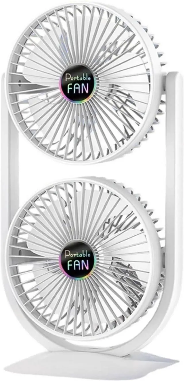Main image of Two Head Table Fan with USB Rechargeable Battery 3 Settings Portable for Home Activity Journey