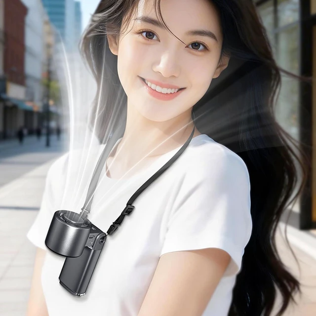Alt view image 2 of 7 - Lightweight Folding Ice Compress High Speed Cooling Fan, USB Rechargeable with 199 Adjustable Speeds for Hiking Camping Portable Wearable Fan