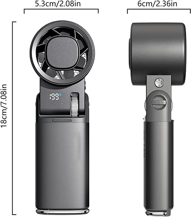 Alt view image 5 of 7 - Lightweight Folding Ice Compress High Speed Cooling Fan, USB Rechargeable with 199 Adjustable Speeds for Hiking Camping Portable Wearable Fan