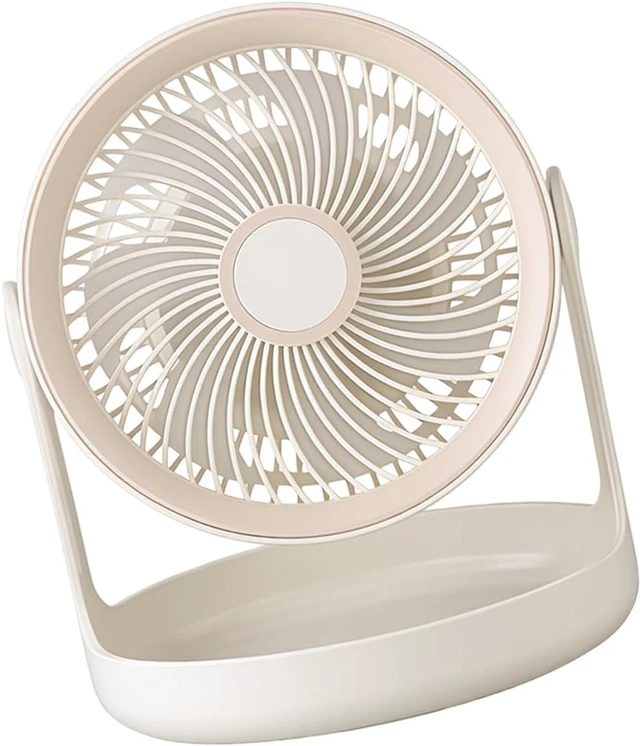 Main image of Compact Portable Desktop Electric Fan with Storage Base 3 Speed Adjustable USB Rechargeable Fan for Dorm Offices Travel