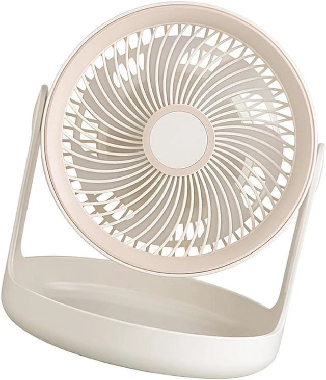 Alt view image 4 of 7 - Compact Portable Desktop Electric Fan with Storage Base 3 Speed Adjustable USB Rechargeable Fan for Dorm Offices Travel
