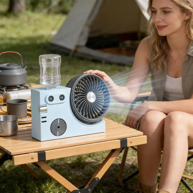 Alt view image 5 of 7 - USB Rechargeable Desk Fan with Two Water Dispersion and Cooling Feature for Work Space Household Journey