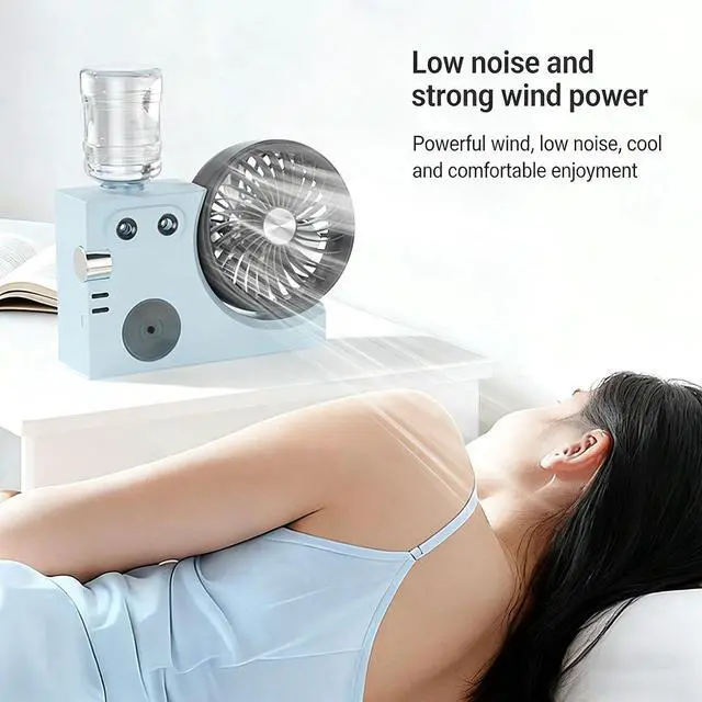 Alt view image 6 of 7 - USB Rechargeable Desk Fan with Two Water Dispersion and Cooling Feature for Work Space Household Journey