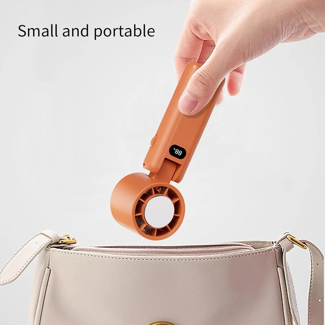 Alt view image 3 of 7 - Portable Handheld Fan Rechargeable High Speed with Digital Display Folding Desktop Fan