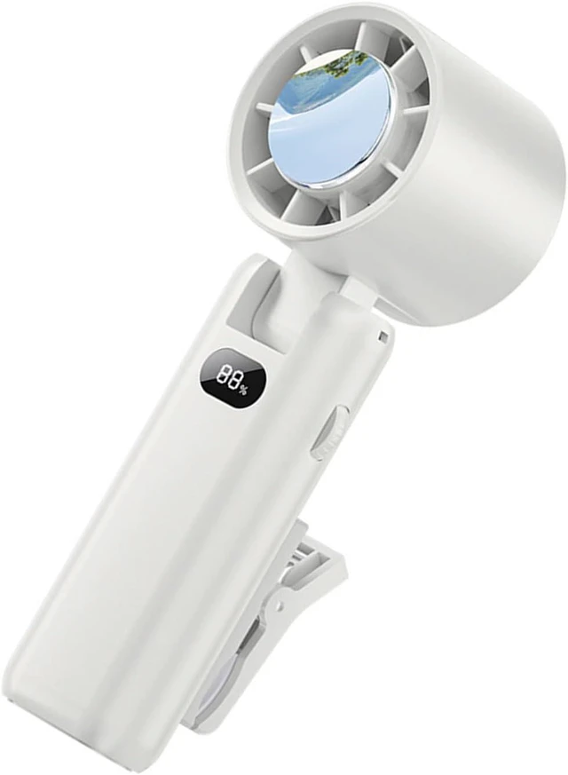Alt view image 5 of 7 - Portable Handheld Fan Rechargeable High Speed with Digital Display Folding Desktop Fan