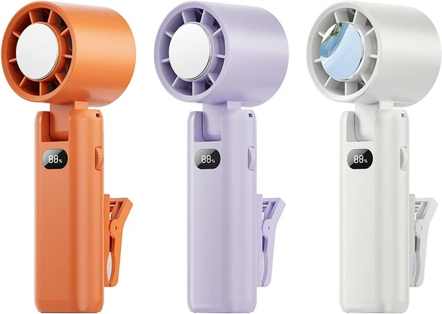 Alt view image 7 of 7 - Portable Handheld Fan Rechargeable High Speed with Digital Display Folding Desktop Fan