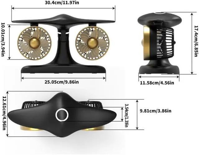 Alt view image 5 of 7 - Multifunctional Camping Fan Rechargable Desktop Fan 8000mAh Double Head Camping Fan Cooling Fan Desk Fan