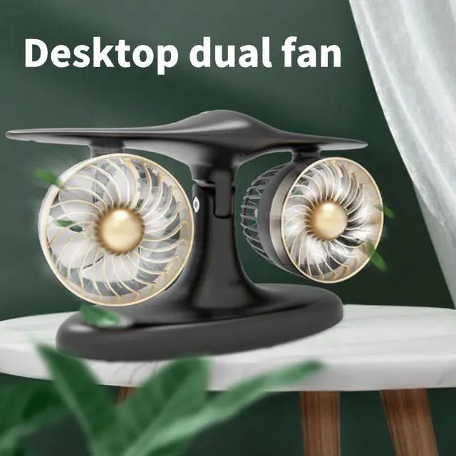 Alt view image 3 of 7 - Multifunctional Camping Fan Rechargable Desktop Fan 8000mAh Double Head Camping Fan Cooling Fan Desk Fan