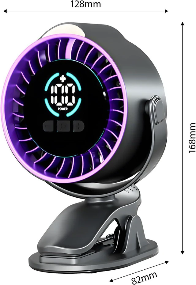 Alt view image 3 of 7 - Low Noise Clip On Desk Fan with 100 Speed Settings and Built in Display for Home Study Use