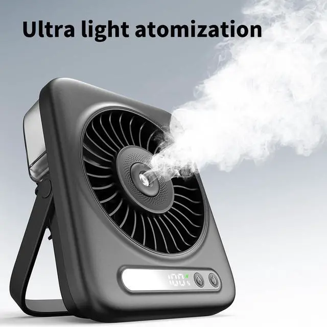 Alt view image 6 of 7 - Compact USB Desktop Air Mover with Humidifying Function and 4000mAh Battery for Work Home Use
