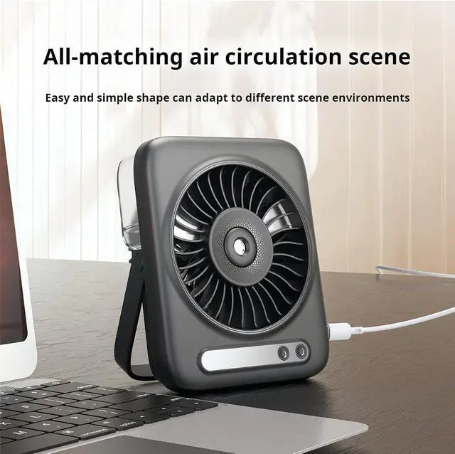 Alt view image 7 of 7 - Compact USB Desktop Air Mover with Humidifying Function and 4000mAh Battery for Work Home Use