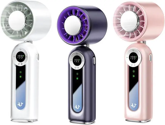 Alt view image 7 of 7 - USB Folding Handheld Fan with Adjustable Speeds and Rechargeable 4000mAh Battery Texture for Hot Weather Elegant Wearable Fan