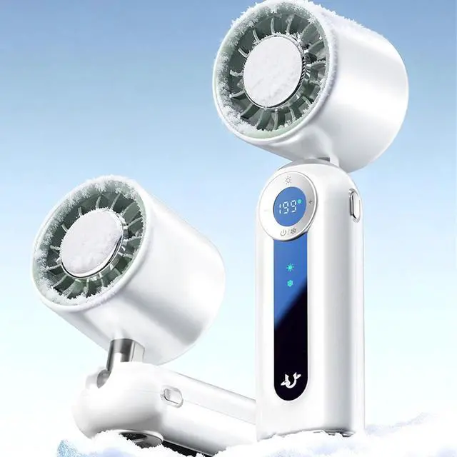 Alt view image 6 of 7 - USB Folding Handheld Fan with Adjustable Speeds and Rechargeable 4000mAh Battery Texture for Hot Weather Elegant Wearable Fan