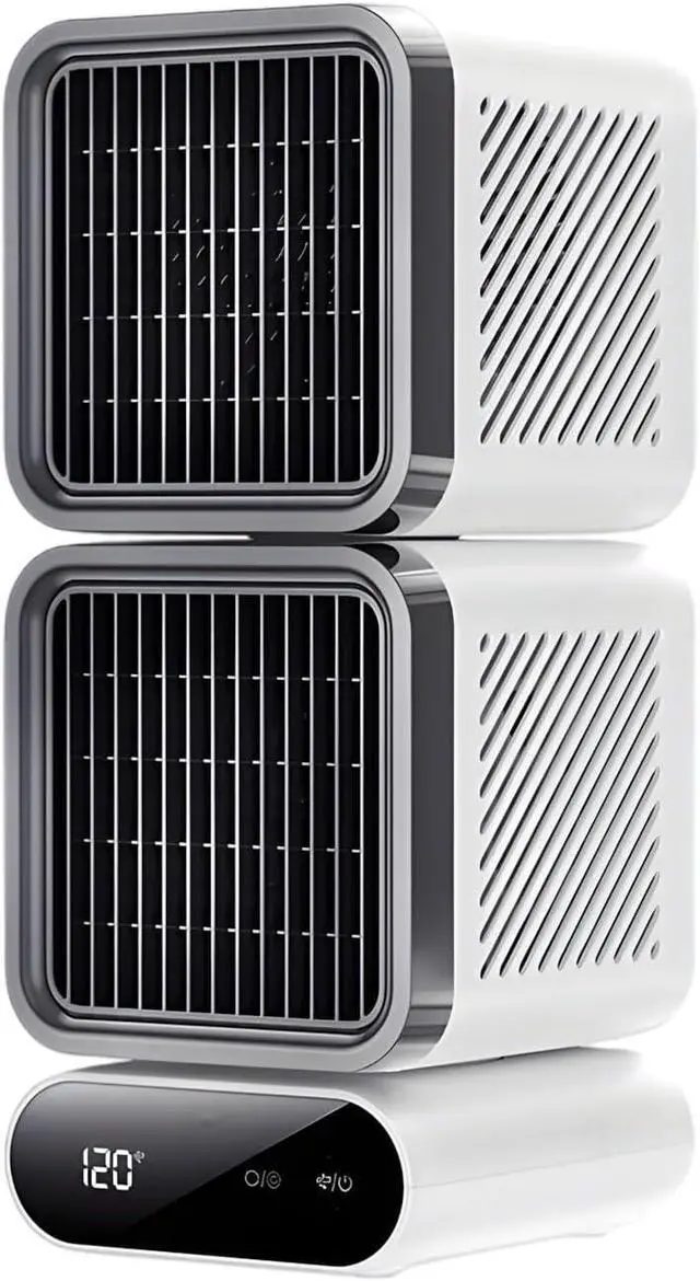 Alt view image 4 of 7 - Double Head Rechargeable Table Cooling Device with 4000mAh Battery and 6 Speed Settings for Home Sleeping Area Desktop U