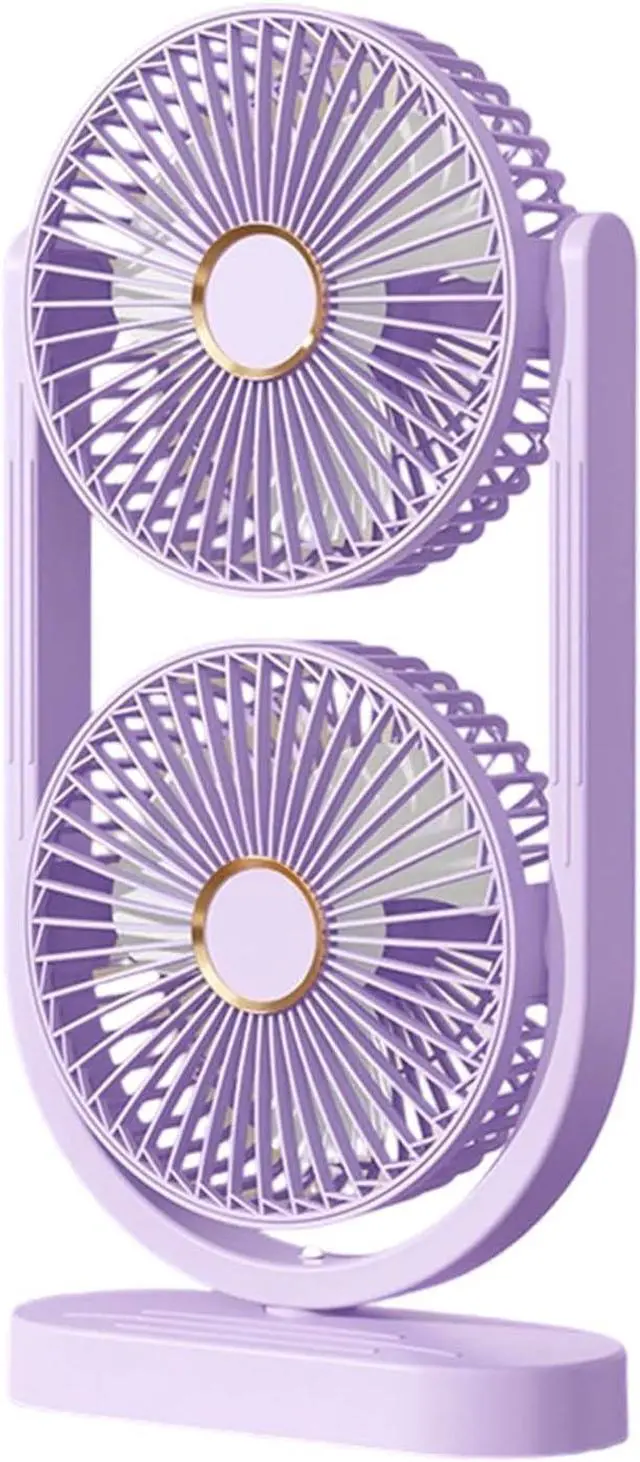 Main image of Portable Double Head Desktop Fan Adjustable Rechargeable Cooling Fan for Desk Bedroom and Outdoor Camping Use Enduring