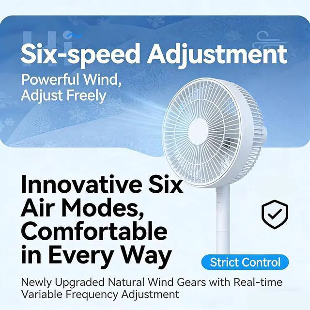 Alt view image 6 of 7 - Double Head Rechargeable Table Cooling Device with 4000mAh Battery and 6 Speed Settings for Home Sleeping Area Desktop U