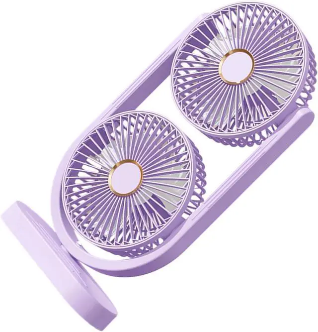 Alt view image 5 of 7 - Portable Double Head Desktop Fan Adjustable Rechargeable Cooling Fan for Desk Bedroom and Outdoor Camping Use Enduring