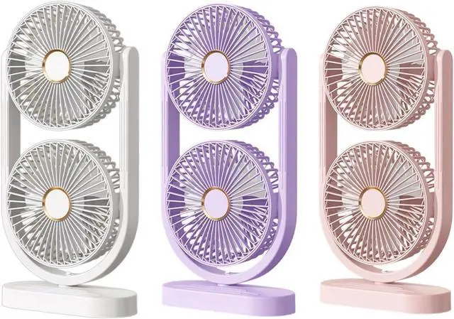 Alt view image 4 of 7 - Portable Double Head Desktop Fan Adjustable Rechargeable Cooling Fan for Desk Bedroom and Outdoor Camping Use Enduring