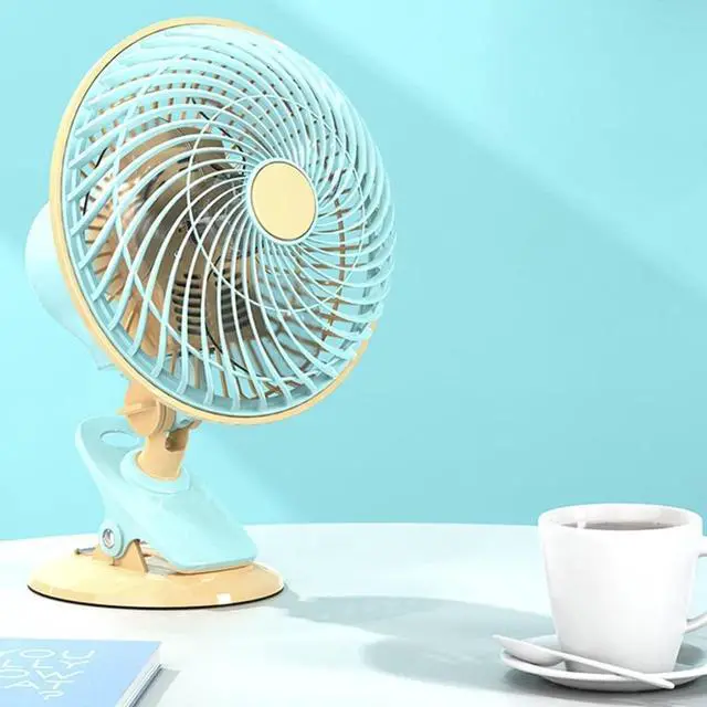 Alt view image 3 of 6 - USB Fans Desktop Small Fan, Can Shake Head Small Electric Fan, Household Clip Fan Student Dormitory Bed (Color : Blue, Size : 22x35cm)