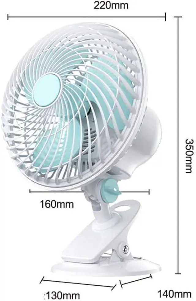 Alt view image 6 of 6 - USB Fans Desktop Small Fan, Can Shake Head Small Electric Fan, Household Clip Fan Student Dormitory Bed (Color : Blue, Size : 22x35cm)