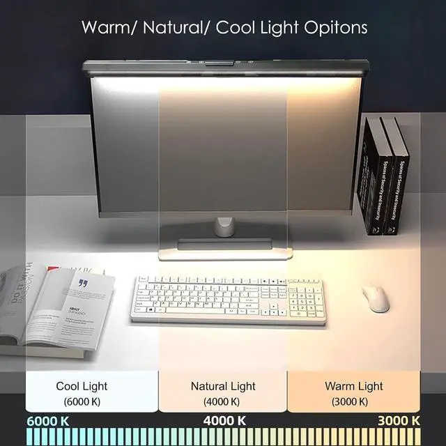 Alt view image 2 of 7 - USB LED Lamp for Computer Monitor - Adjustable Brightness & Color Temperature, USB Powered, Matte Graffiti Finish, 40 cm, 5W, Eye-Care, Easy Installation, Perfect for Reading, Laptop, and Study