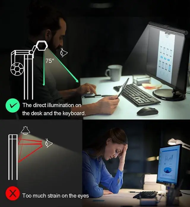 Alt view image 5 of 7 - USB LED Lamp for Computer Monitor - Adjustable Brightness & Color Temperature, USB Powered, Matte Graffiti Finish, 40 cm, 5W, Eye-Care, Easy Installation, Perfect for Reading, Laptop, and Study