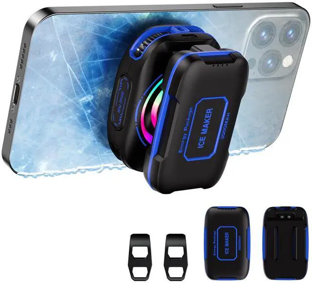 Main image of Cell Phone Cooler for Gaming, Magnetic Portable Radiator with RGB Lights, 3000mAh Rechargeable Battery, Compatible with iPhone, iPad, Android