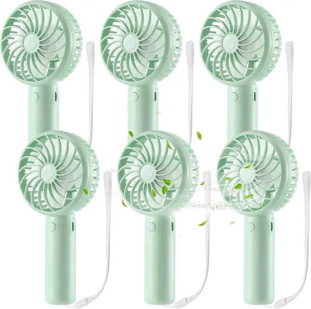 Main image of Tujoe 6 Pcs Mini Powerful Handheld Fan 3 Speed Personal Small Portable Rechargeable Fan with Base USB for Women Eyelash Makeup Office Travel Beach Indoor Outdoor (Sage Green)