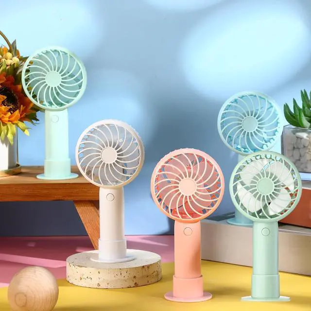 Alt view image 3 of 7 - Tujoe 6 Pcs Mini Powerful Handheld Fan 3 Speed Personal Small Portable Rechargeable Fan with Base USB for Women Eyelash Makeup Office Travel Beach Indoor Outdoor (Sage Green)