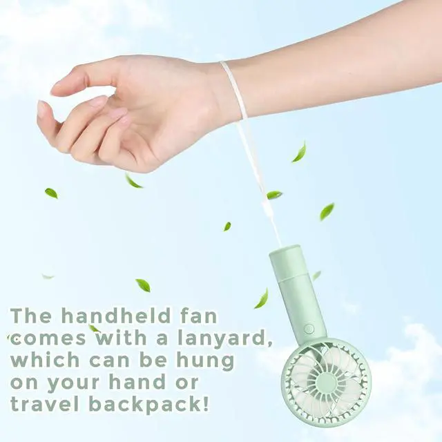 Alt view image 5 of 7 - Tujoe 6 Pcs Mini Powerful Handheld Fan 3 Speed Personal Small Portable Rechargeable Fan with Base USB for Women Eyelash Makeup Office Travel Beach Indoor Outdoor (Sage Green)